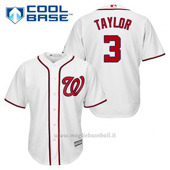 Maglia Baseball Uomo Washington Nationals Michael Taylor 3 Bianco 1ªCool Base